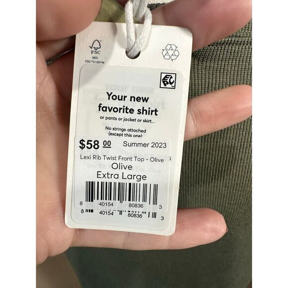 NWT Marine Layer Olive Lexi Rib Twist Front Tee Stretch Crewneck Top Women’s XL - Picture 11 of 14